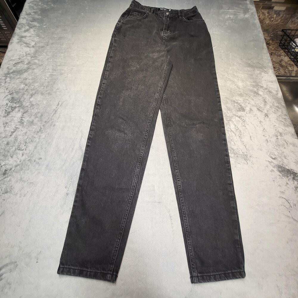 Missguided Jeans Womens 4 Tall Black Dark Wash Mom Relaxed Pockets Denim
